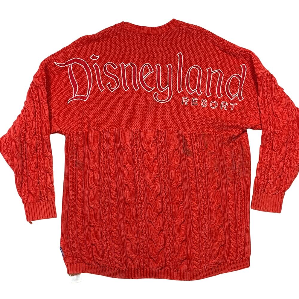 Disneyland Spirit Jersey Cable Waffle Knit Pattern Embroidered Sweater Medium